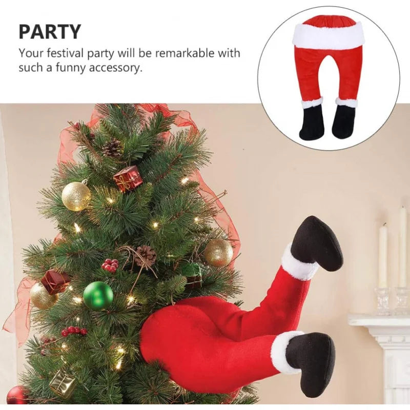 Christmas Santa Leg Decorations – Tree Topper, Fireplace & Hanging Ornaments for Holiday Party Supplies