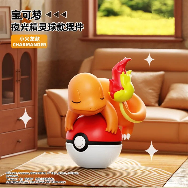 Authentic Pokémon Poké Ball Lying Plush Dolls – Handmade Pikachu & Charmander Figure Model Ornament, Kids Toy & Christmas Gift Collectible