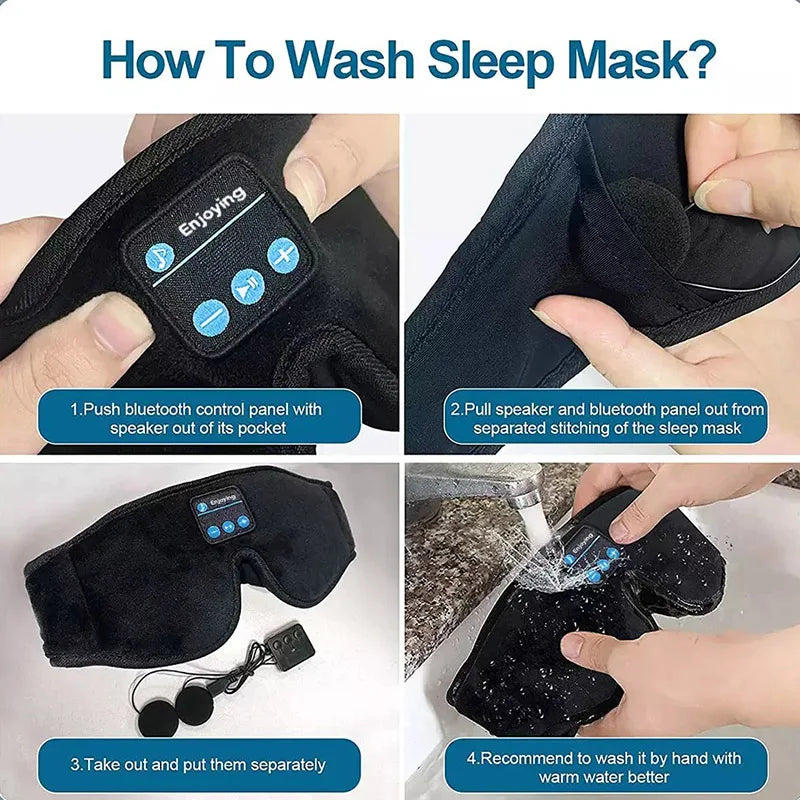 Bluetooth Sleeping Headphones Eye Mask - Soft, Comfortable Wireless Music Earphones for Sleep