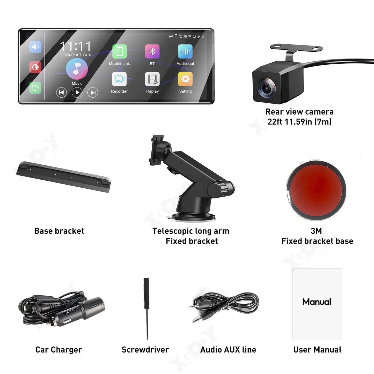 XGODY 11.3" 4K Dash Cam - Wireless CarPlay, Android Auto, GPS, WiFi Navigation, Rearview Camera for Car DVR Dashboard Video