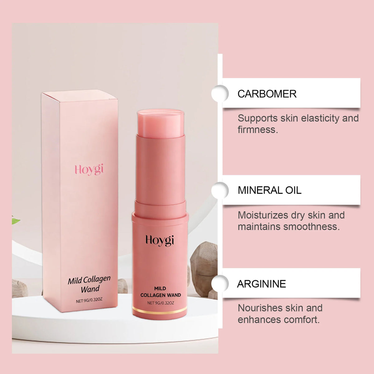 Collagen Pink Hydrating Balm Stick - Deep Moisturizing Facial Balm and Makeup Base for Smooth, Glowing-Looking Skin