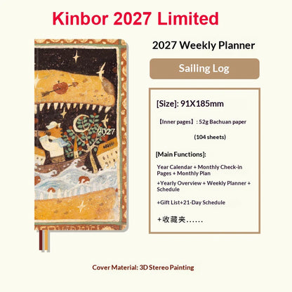 Kinbor Undated Weekly Planner - Illustrated Hardcover To-Do List Notebook