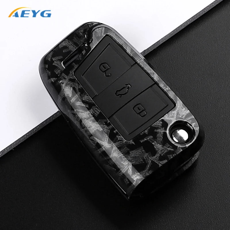 ABS Carbon Fiber Car Key Cover for VW, SEAT & Skoda – Fits Golf 7 MK7, Tiguan MK2, Ateca, Leon FR 2, Ibiza, Octavia