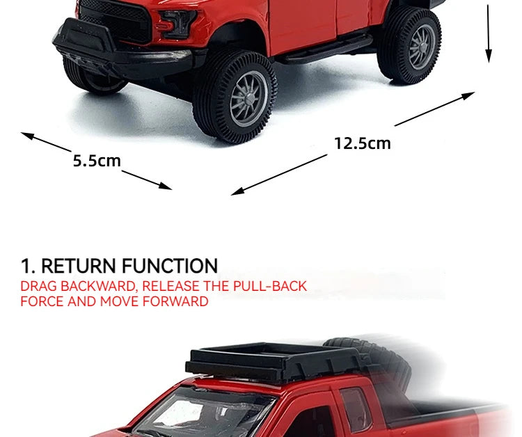 1:36 F-150 Alloy Car Model – Spring-Back Action Toy for Kids | Realistic Replica Vehicle