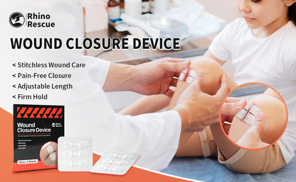 RHINO RESCUE Zip Stitch — Wound Closure Strips, Adhesive Bandages for Cut Care Without Sutures