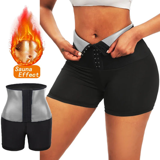Women Sauna Sweat Pants Body Shaper Shorts – Slimming Waist Trainer Tummy Control Leggings for Weight Loss & Gym