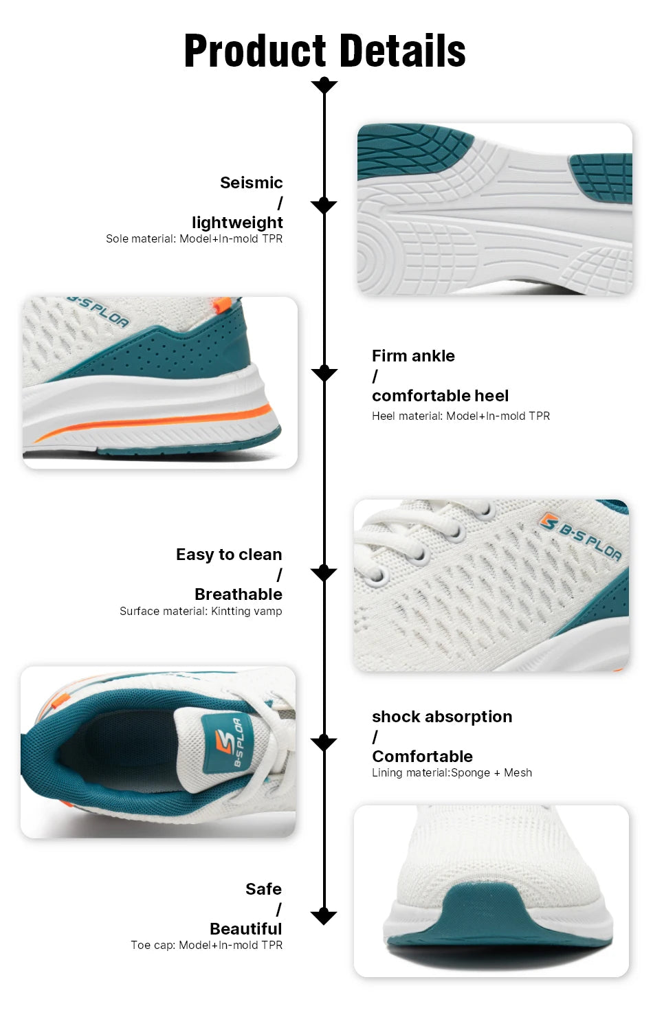 Baasploa Lightweight Running Shoes for Men - 2023 Designer Mesh Lace-Up Sneakers for Outdoor Sports
