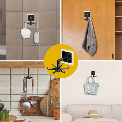 1/2PCS 360° Swivel Kitchen & Bathroom Hooks — Multifunctional Wall/Door Rack for Spoon & Storage Accessories