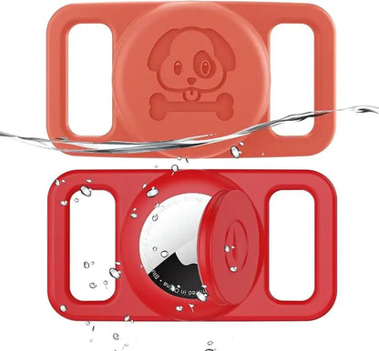 2-Pack AirTag Dog Collar Holders — Waterproof Silicone Hidden Loop Anti-Lost Tracker Accessory