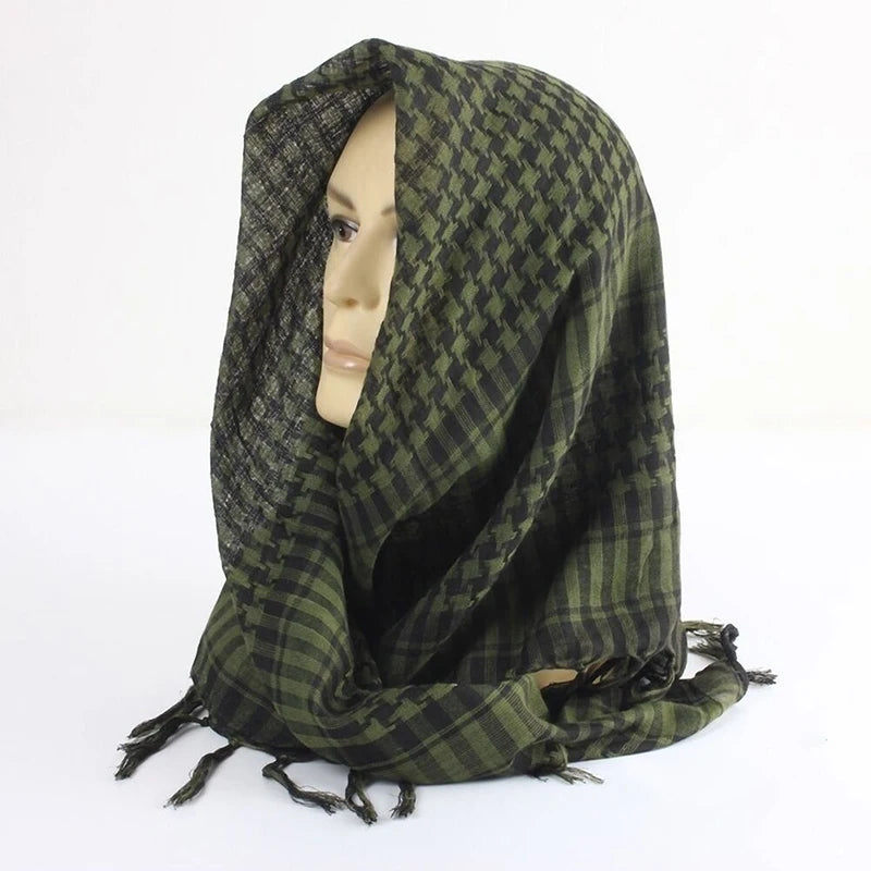 Military Plaid Scarf - Lightweight Unisex Tactical Arab Shemagh for Warmth & Outdoor Wear