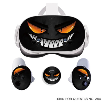 Skin Stickers for Meta Quest 3S VR Headset & Controllers – Vinyl Protective Decals with Halloween Pattern for Oculus 3S