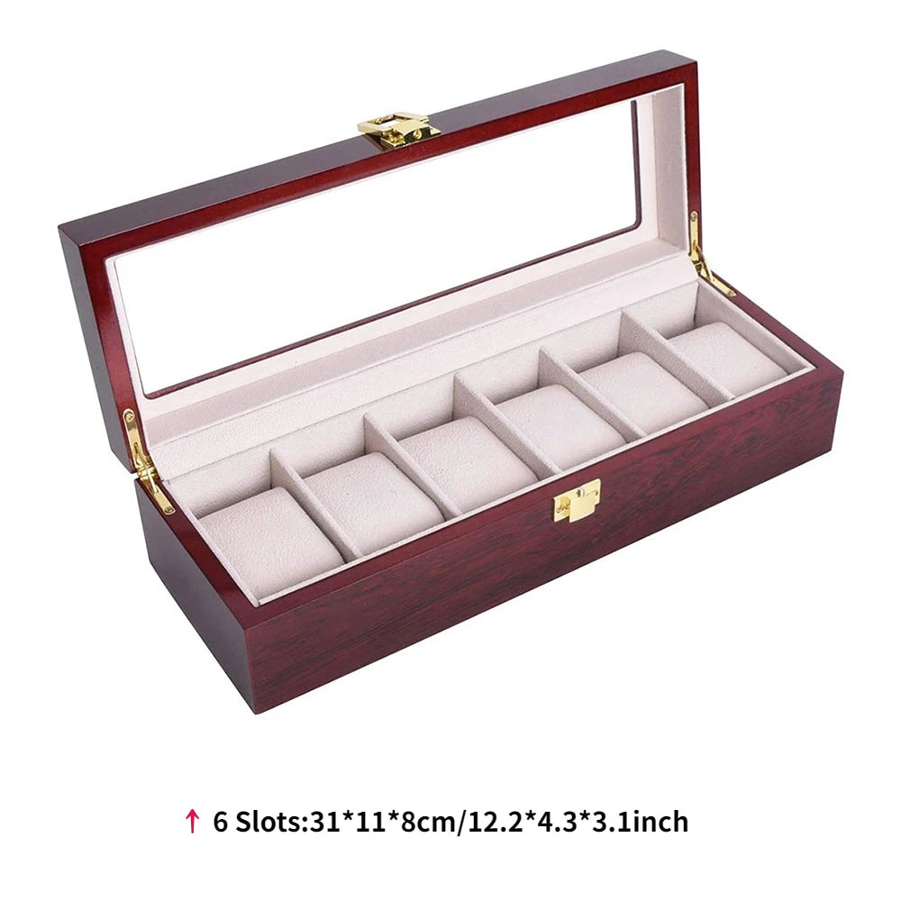 Luxury Wooden Watch Box Organizer – 1/2/3/5/6/10/12 Grid Slots Display Case for Men & Women Watches Jewelry