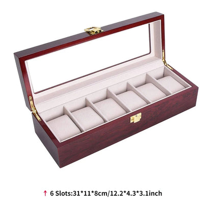 Luxury Wooden Watch Box Organizer – 1/2/3/5/6/10/12 Grid Slots Display Case for Men & Women Watches Jewelry