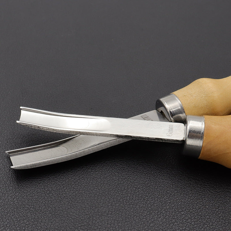 4mm-16mm Leather Edge Beveler Knife – Practical Skiving & Trimming Tool with Wood Handle for DIY Leathercraft
