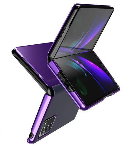 Smart Flip Case for Samsung Galaxy Z Fold – PU Leather Mirror Plating Kickstand Cover, Shockproof Funda for Fold 2/3/4/5/6 & W21/W22 5G