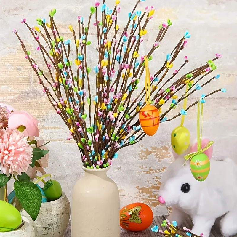 27/47pcs Easter & Spring Artificial Berry Stems with Flowers – DIY Wreath, Bunny Ears & Centerpiece Decorations