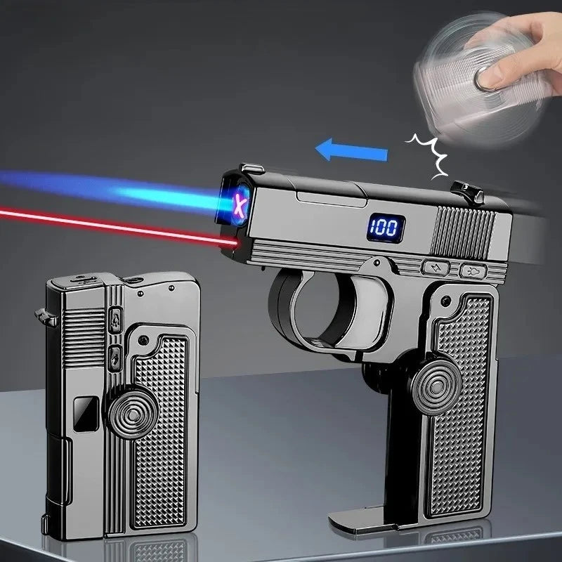 2025 Windproof Dual-Use Laser Lighter – Electric & Gas Multifunctional Metal Lighter for Men