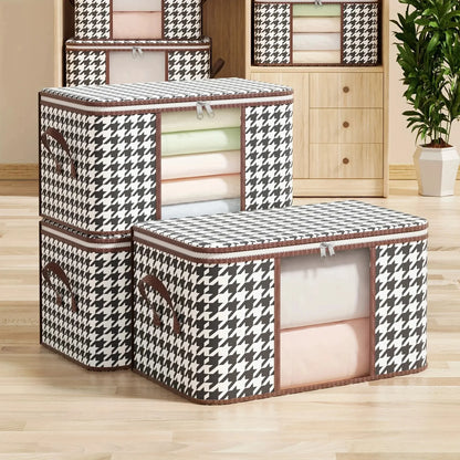 Large Capacity Visible Storage Box: Portable Household Clothes Organizer - Foldable, Dustproof Quilt Container with Handles and Zipper