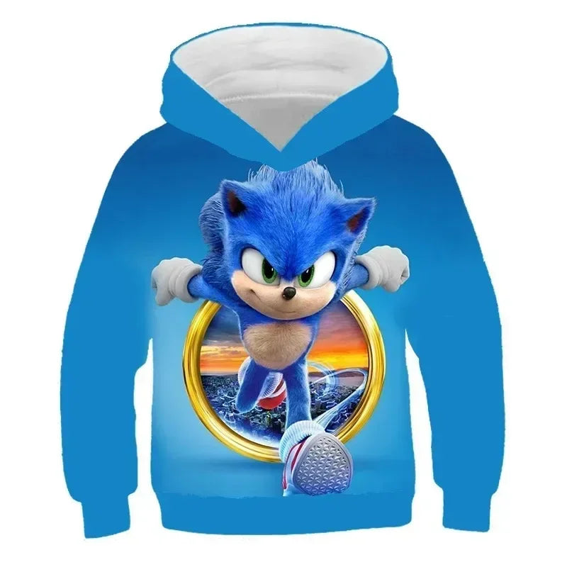 2024 Sonic 3D Kids Hoodie – Cartoon Print Long Sleeve Sweatshirt for Boys & Girls, Spring & Autumn Clothing