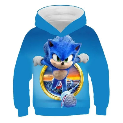 2024 Sonic 3D Kids Hoodie – Cartoon Print Long Sleeve Sweatshirt for Boys & Girls, Spring & Autumn Clothing