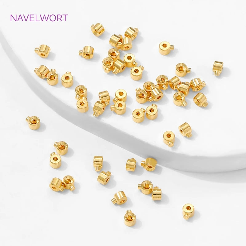 18K Gold Plated Round Crimp Beads — Brass Jewelry Making Supplies for DIY Bracelets & Accessories