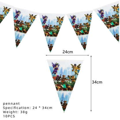 Roblox Birthday Party Supplies — Balloons, Disposable Tableware & Backdrop for Kids’ Party or Baby Shower