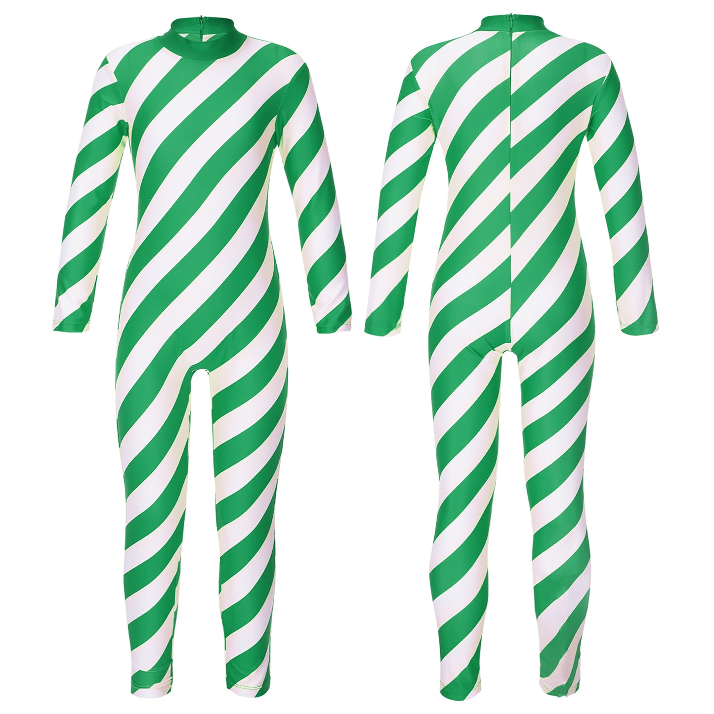 Kids Candy Cane Striped Christmas Tutu Leotard — Sequined Santa Bodysuit for Ballet & Gymnastics