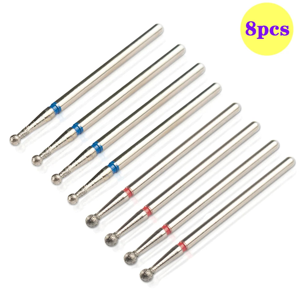 8pcs Diamond Nail Drill Bit Set - Rotary Electric Milling Cutters for Pedicure, Manicure, Cuticle Burr & Nail Tools Accessories