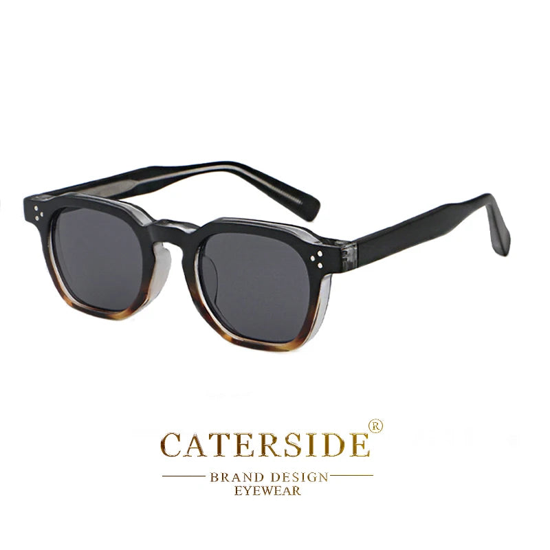 CATERSIDE Retro Punk Square Sunglasses – 2-Piece Fashion Set for Men & Women, Party & Festival Gift Glasses