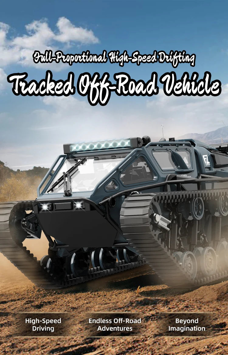 JJRC C8812 LED Tracked Tank RC Car — Full-Scale Simulation Model, Drift Remote Control Off-Road Vehicle Toy for Boys Gift