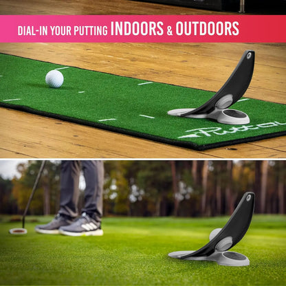 Golf Putter Practice Alignment Tool – Foldable Stick Holder with Triple Aim Points & Spiked Base for Indoor & Outdoor Use