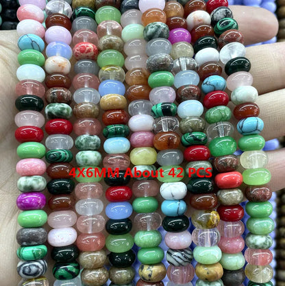 Natural Gemstone Beads - Agate Quartz Turquoise Faceted Rondelle Spacer Beads for DIY Jewelry Making & Bracelets