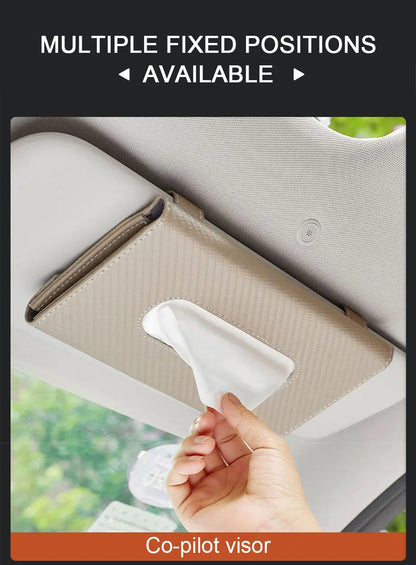 SEAMETAL Car Sunshade Tissue Box – Universal Auto Interior Paper Towel Storage Bag with Carbon Fiber Sun Visor Design