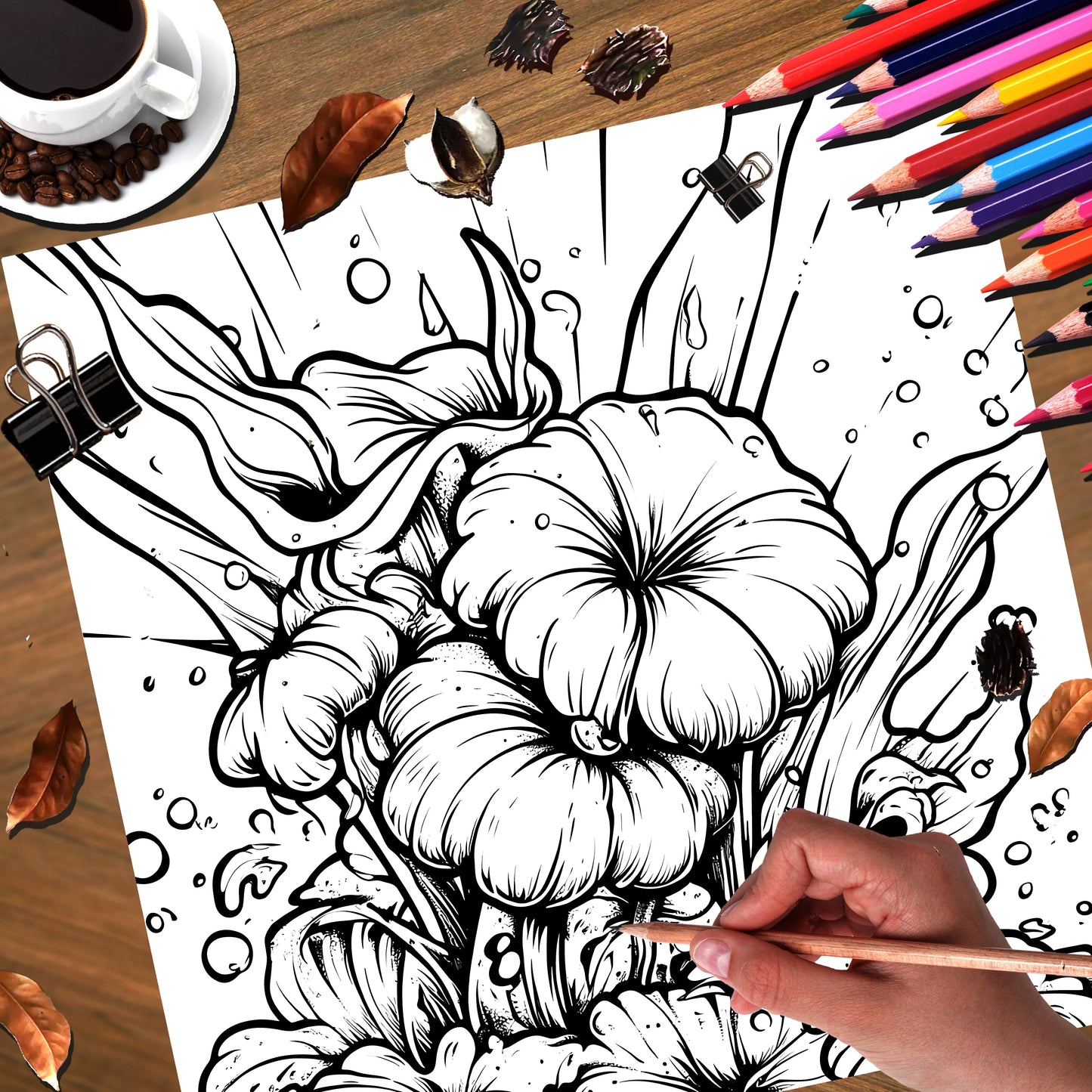 Botanical Ghost Adult Coloring Book 20 Pages - Elegant Pattern Art Book for Relaxation, Stress Relief & Creative Painting