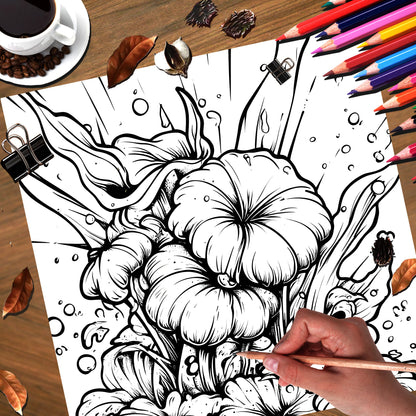 Botanical Ghost Adult Coloring Book 20 Pages - Elegant Pattern Art Book for Relaxation, Stress Relief & Creative Painting