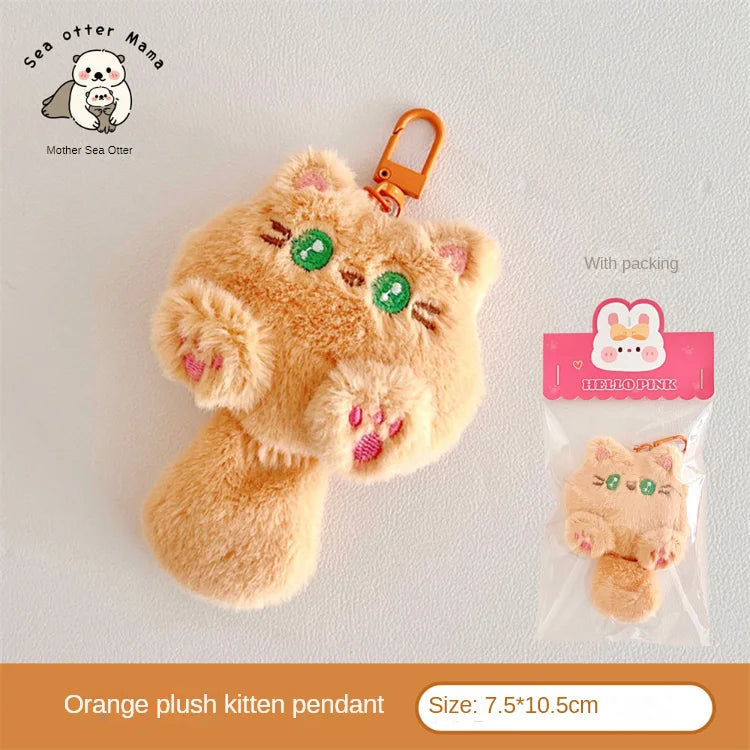 Cute Cartoon Cat Plush Keychain - Soft Stuffed Doll Pendant for Backpack Decoration and Student Gifts