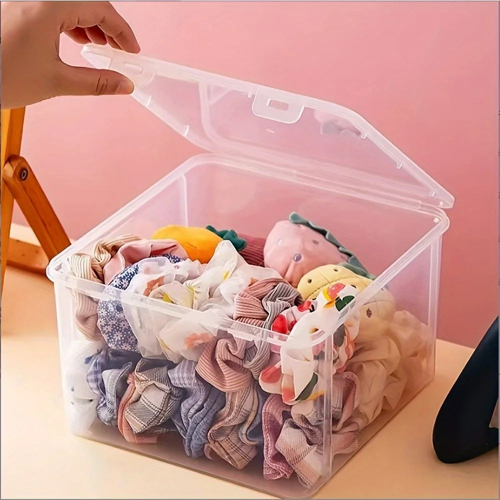 Large Clear Plastic Storage Box – Stackable Organizer for Office, Home, or School Supplies