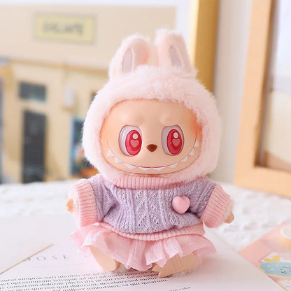 Ropa Labubu Doll Clothes Outfit – Sweater & Yarn Skirt for 15cm/17cm Labubu Plush Dolls