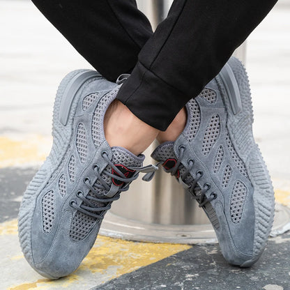 Men’s Summer Work Shoes — Lightweight Breathable Safety Sneakers with Steel Toe Cap
