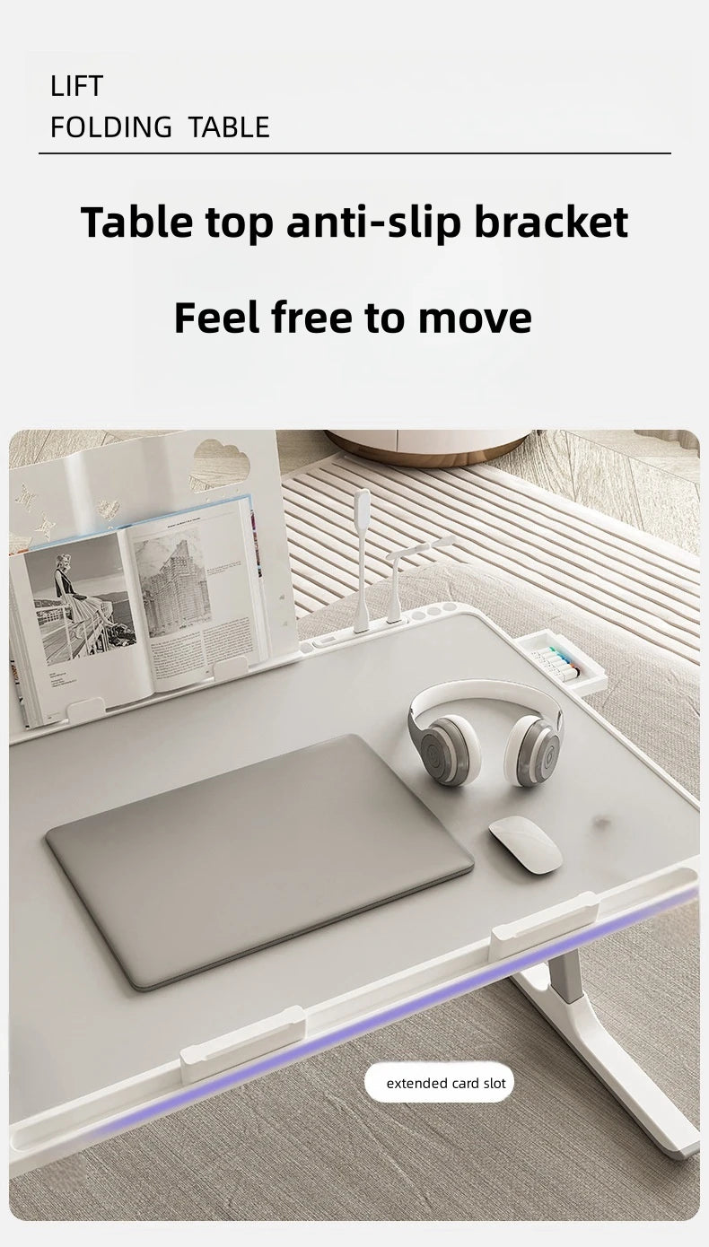 Adjustable Laptop Bed Tray Table – Portable Foldable Standing Desk with Storage Drawer for Sofa & Lap Use