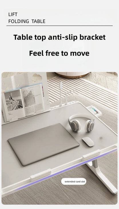 Adjustable Laptop Bed Tray Table – Portable Foldable Standing Desk with Storage Drawer for Sofa & Lap Use