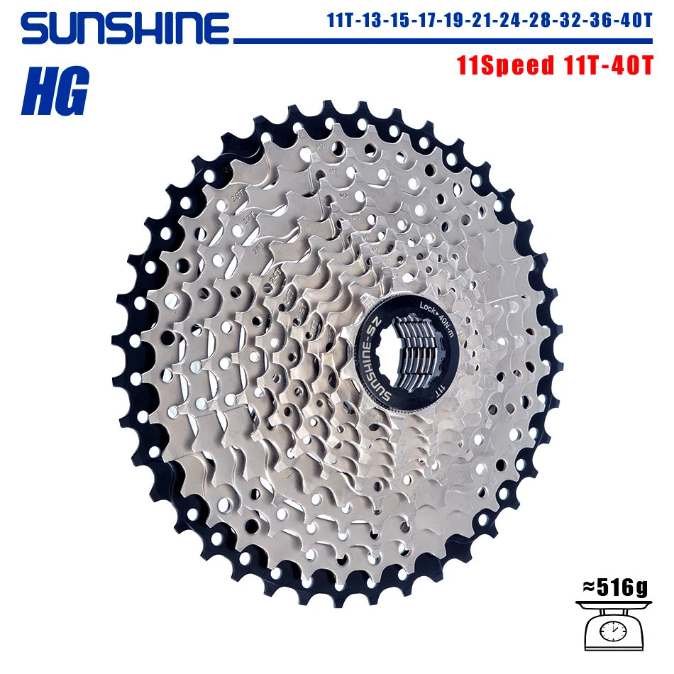 SUNSHINE Bicycle Cassette 8-12 Speed Freewheel - 32T to 52T Sprocket for Shimano/SRAM HG Flywheel