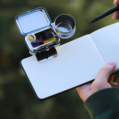 Mini Portable Watercolor Paint Dispenser Set: Travel Watercolour Paint Set with 10/16 Grids Palette Empty Box