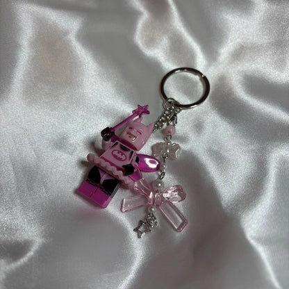 3D Pink Fairy Bat Minifigure Keychain - Cute Collectible Bag Charm