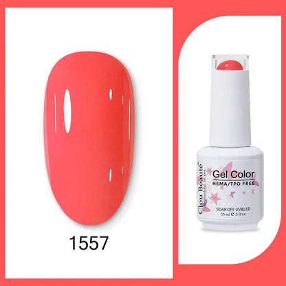 Clou Beaute 15ml Gel Nail Polish Set – Red Black White Green Neon UV Soak-Off Semi-Permanent Nail Varnish Base & Velvet Top Coat
