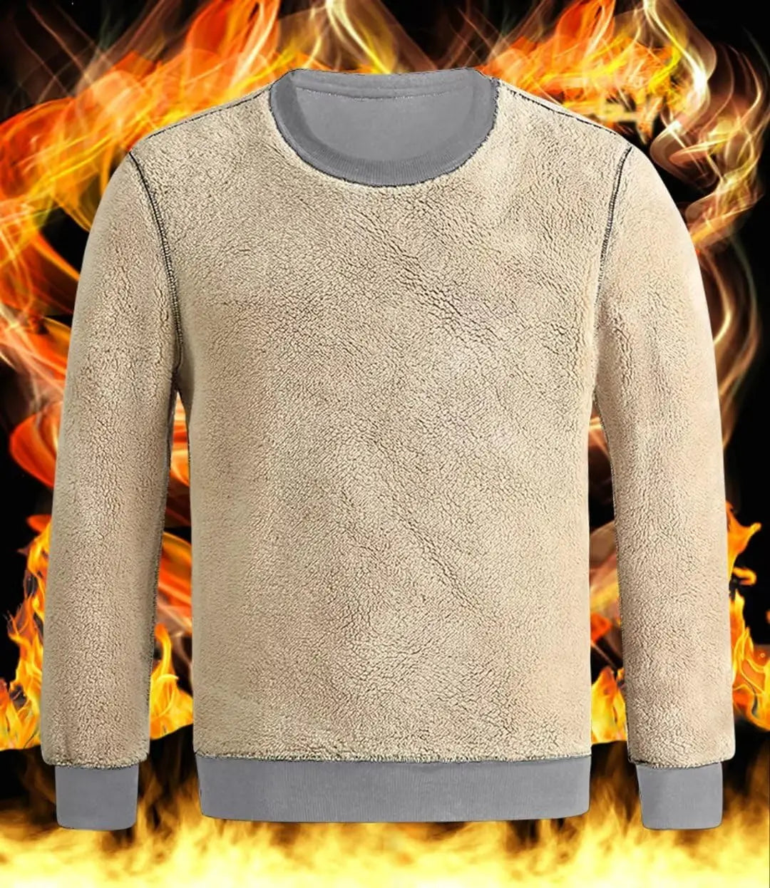 TACVASEN Men’s Winter Fleece Sweatshirt – Thicken Sherpa-Lined Crewneck Pullover, Warm Heavy Winter Top, No Hood