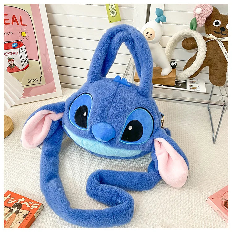 Disney Lilo & Stitch Plush Messenger Bag – Kawaii Anime Handbag for Girls, Stuffed Cartoon Plushie Soft Bag for Kids
