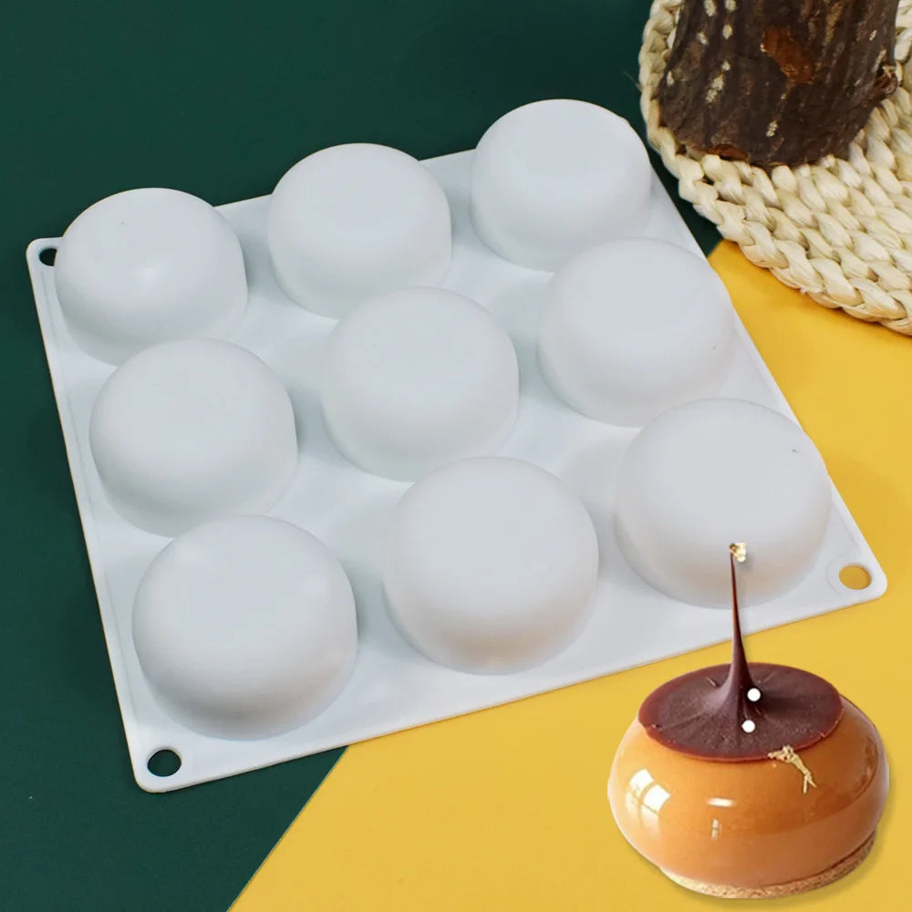 7-Option Flat Round Silicone Cake Molds — DIY Mousse, Chocolate, Dessert, Pudding & Jelly Baking Tools