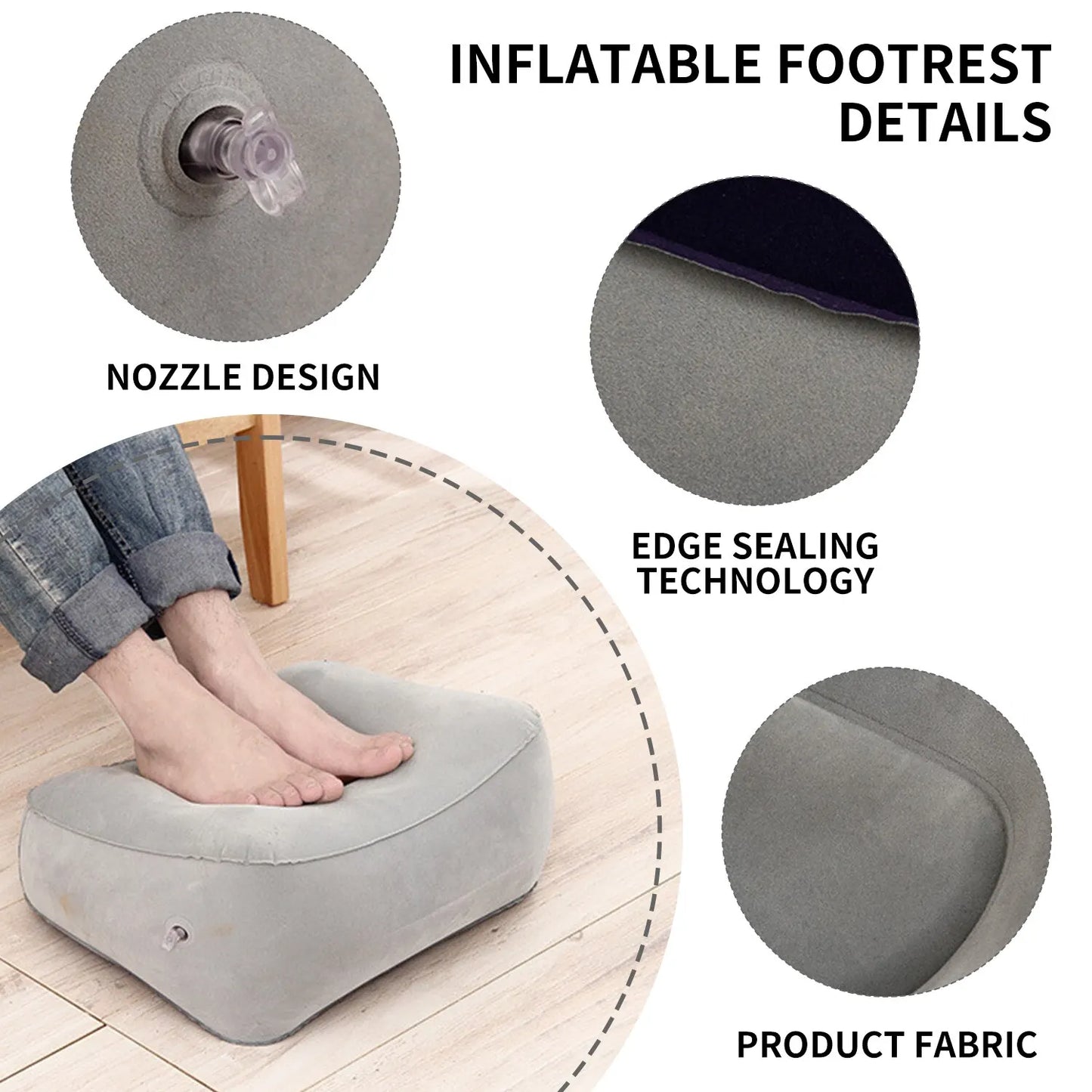 Inflatable Support Pillow for Adults - Multi-Use Body Position Aid and Travel Rest Pillow, Portable Inflatable Footrest Cushion