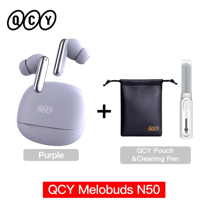 QCY Melobuds N50 ANC Wireless Earbuds - Bluetooth 5.4 Noise Cancelling Earphones with 6-Mic Clear Calls & Multipoint Connection